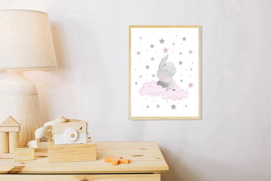 Cuadro Decorativo Infantil , Elefante , Estrellas - Tree House Deco