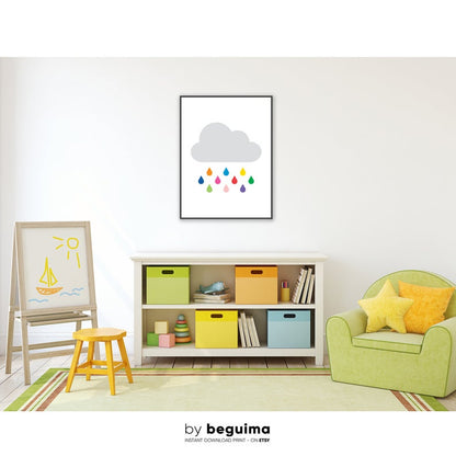 Cuadro Decorativo Infantil , Nube con lluvia de colores - Tree House Deco