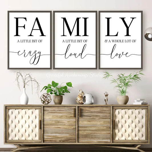 Set x3 Cuadros Frases Family