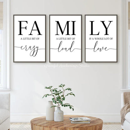 Set x3 Cuadros Frases Family