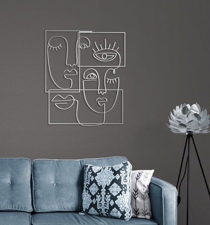 Adorno de Pared Artesanal en Hierro – Hecho a Mano - Caras Picasso