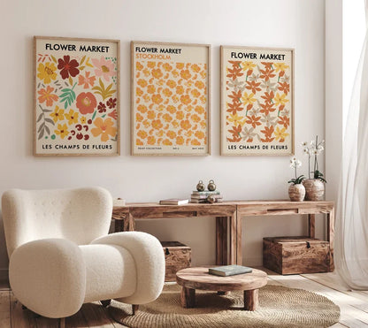 Set x3 Cuadros Abstractos, Flower Market, Colores II - Tree House Deco