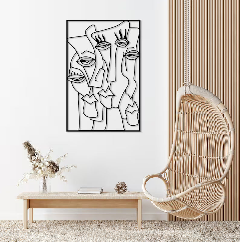 Adorno de Pared Artesanal en Hierro – Hecho a Mano - Caras Modernas