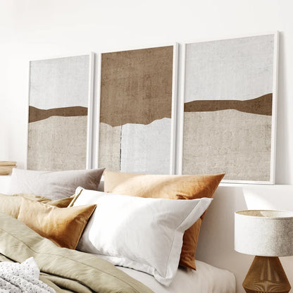 Set x3 Cuadros Decorativos, Marco Natural Abstractos Living