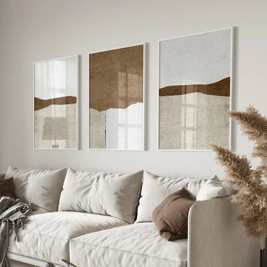 Set x3 Cuadros Decorativos, Marco Natural Abstractos Living