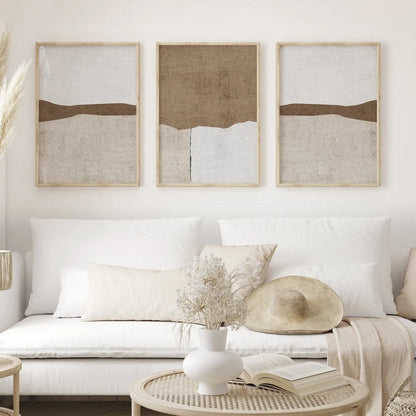 Set x3 Cuadros Decorativos, Marco Natural Abstractos Living