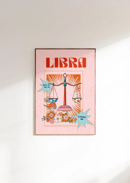 Cuadro Decorativo Póster, Zodiaco, Libra III Colores
