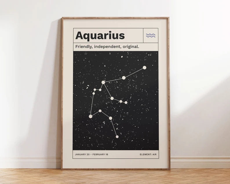 Cuadro Decorativo Póster, Zodiaco Acuario