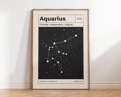 Cuadro Decorativo Póster, Zodiaco Acuario
