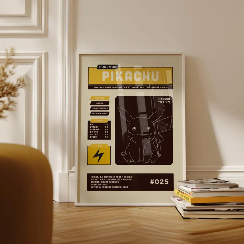 Cuadro Decorativo Póster, Fanáticos, Pikachu