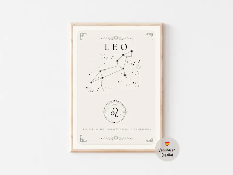 Cuadro Decorativo Póster, Zodiaco Leo VII