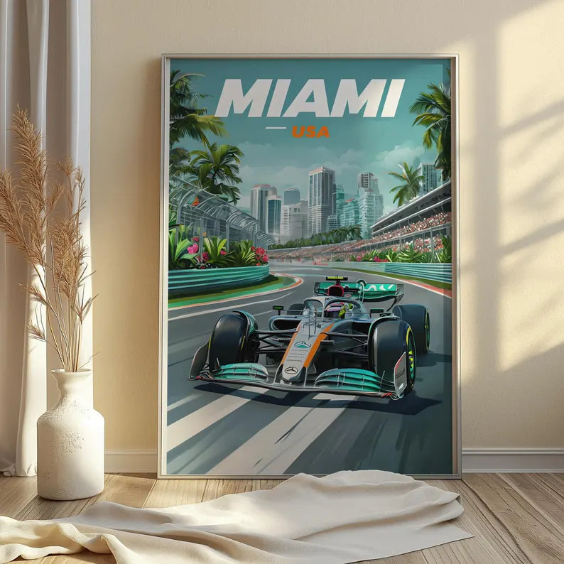Cuadro Decorativo Póster F1, Fórmula 1, Miami II – Tree House Deco AR