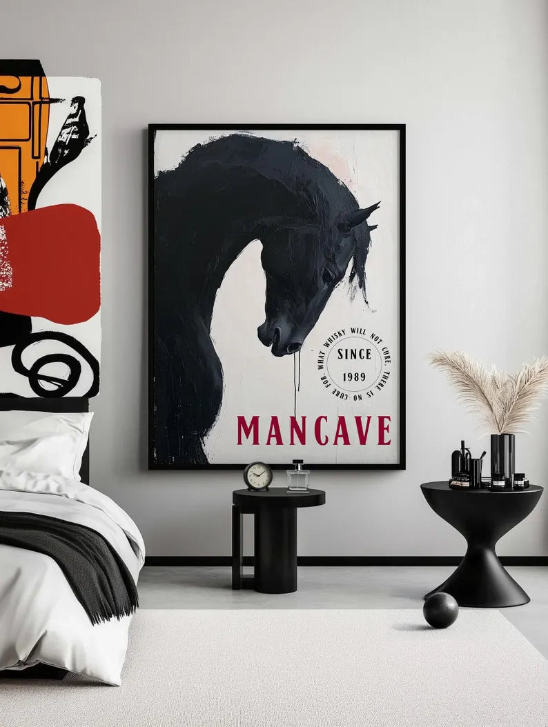 Cuadro Decorativo Póster Man Cave, Caballos