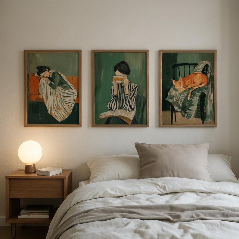 Set x3 Cuadros Decorativos, Living, Ilustraciones Modernas