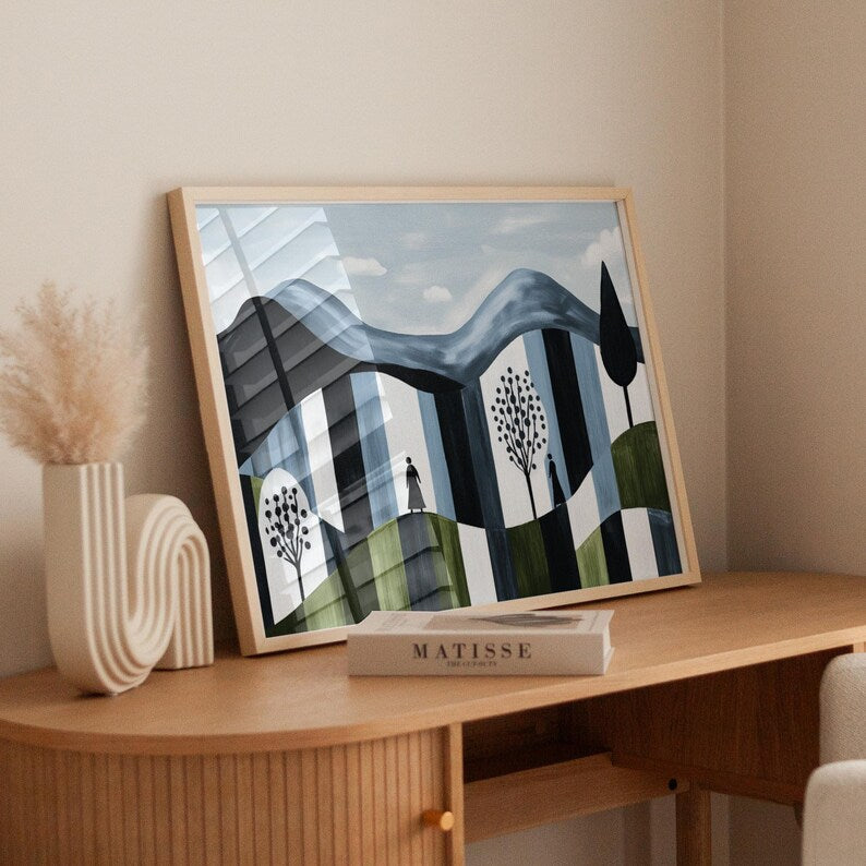 Cuadro Decorativo Abstracto, Marco Natural Ilustraciones modernas