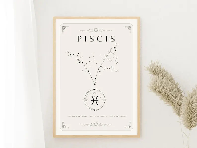 Cuadro Decorativo Póster, Zodiaco Piscis IV