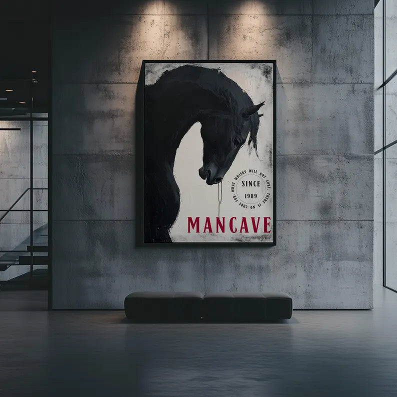 Cuadro Decorativo Póster Man Cave, Caballos
