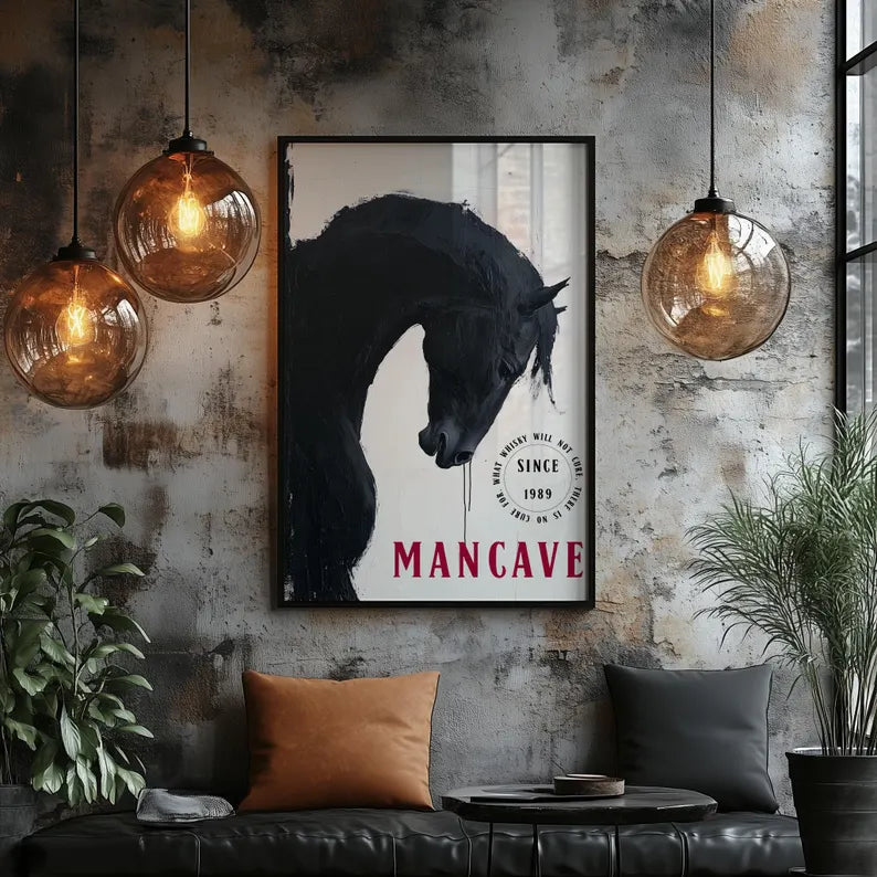 Cuadro Decorativo Póster Man Cave, Caballos
