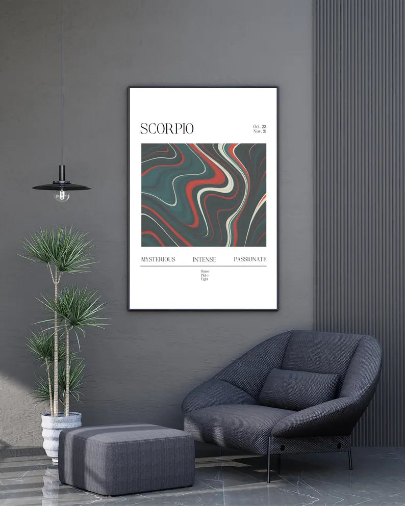 Cuadro Decorativo Póster, Zodiaco Escorpio V