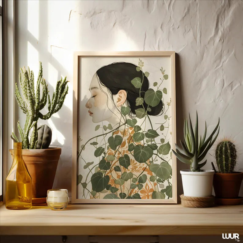 Cuadro Decorativo Abstracto, Marco Natural Ilustraciones modernas