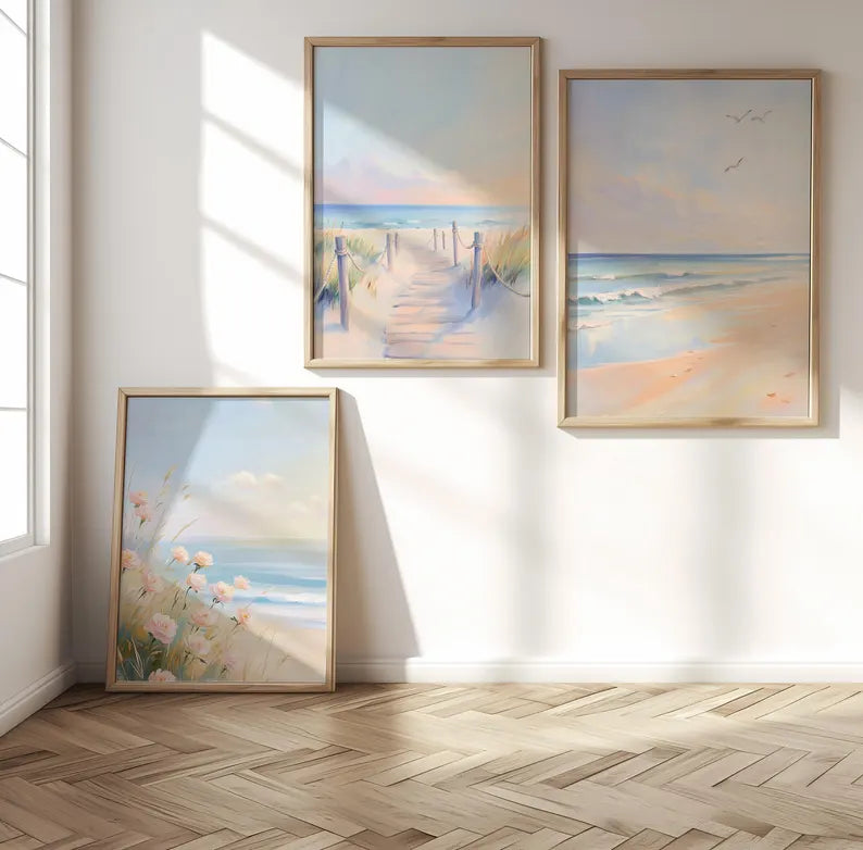 Set x3 Cuadros Decorativos, Marco Natural Surf, Playa