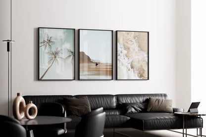 Set x3 Cuadros Decorativos, Marco Natural Surf, Playa