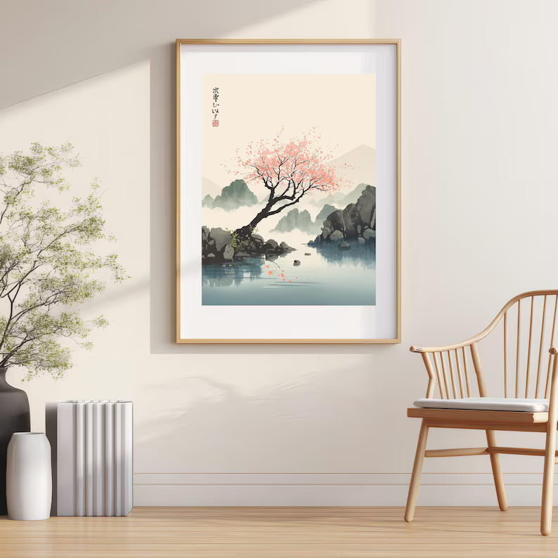 Cuadro Decorativo Abstracto, Japandi, Decoración Japonesa V