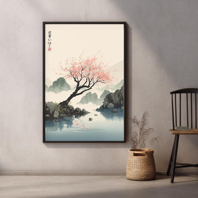 Cuadro Decorativo Abstracto, Japandi, Decoración Japonesa V