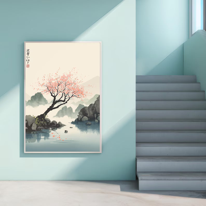 Cuadro Decorativo Abstracto, Japandi, Decoración Japonesa V