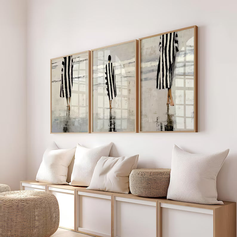 Set x3 Cuadros Decorativos, Living, Ilustraciones Modernas
