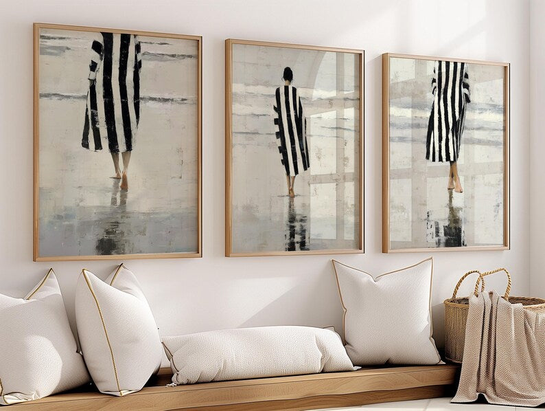 Set x3 Cuadros Decorativos, Living, Ilustraciones Modernas