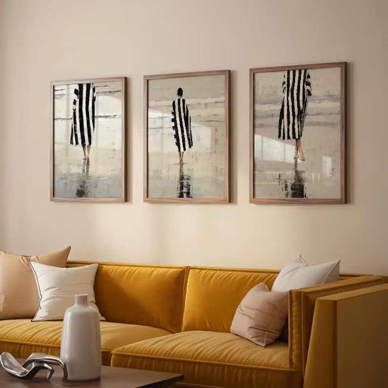 Set x3 Cuadros Decorativos, Living, Ilustraciones Modernas