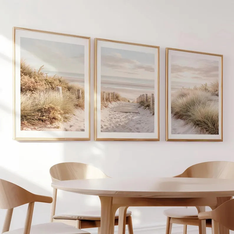 Set x3 Cuadros Decorativos, Marco Natural Surf, Playa