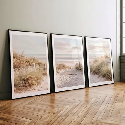 Set x3 Cuadros Decorativos, Marco Natural Surf, Playa