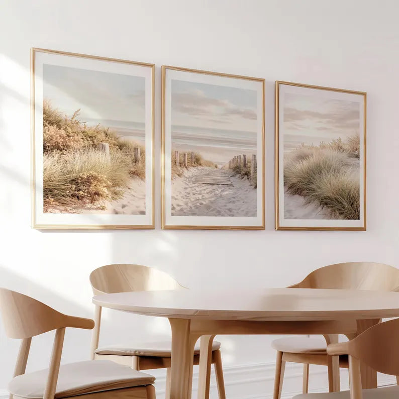 Set x3 Cuadros Decorativos, Marco Natural Surf, Playa