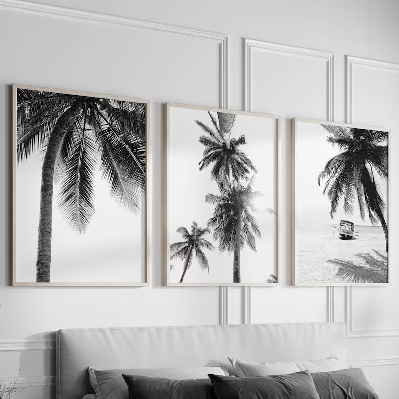 Set x3 Cuadros Decorativos, Marco Natural Surf, Playa