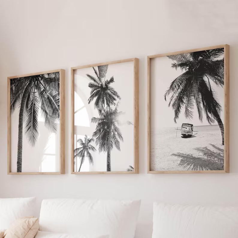 Set x3 Cuadros Decorativos, Marco Natural Surf, Playa