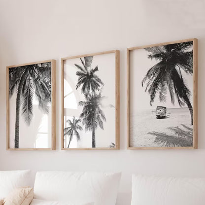 Set x3 Cuadros Decorativos, Marco Natural Surf, Playa