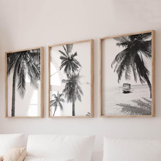 Set x3 Cuadros Decorativos, Marco Natural Surf, Playa