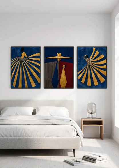 Set x3 Cuadros Decorativos, Living, Ilustraciones Modernas