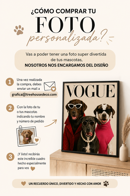 Cuadro Personalizado, Tu propio Diseño, Marco Natural Mascotas, Divertido VOUGE
